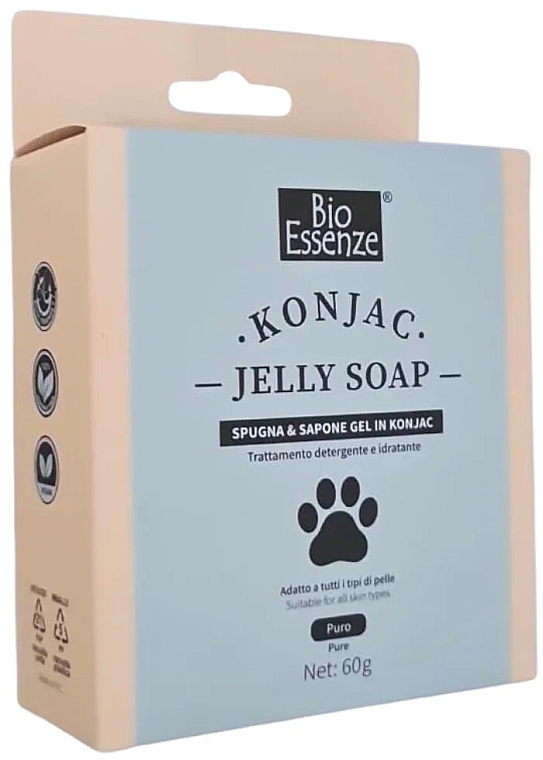 Набор - Bio Essenze Jelly Soap Pure (sponge/1 pcs + soap/60 g) — фото N1