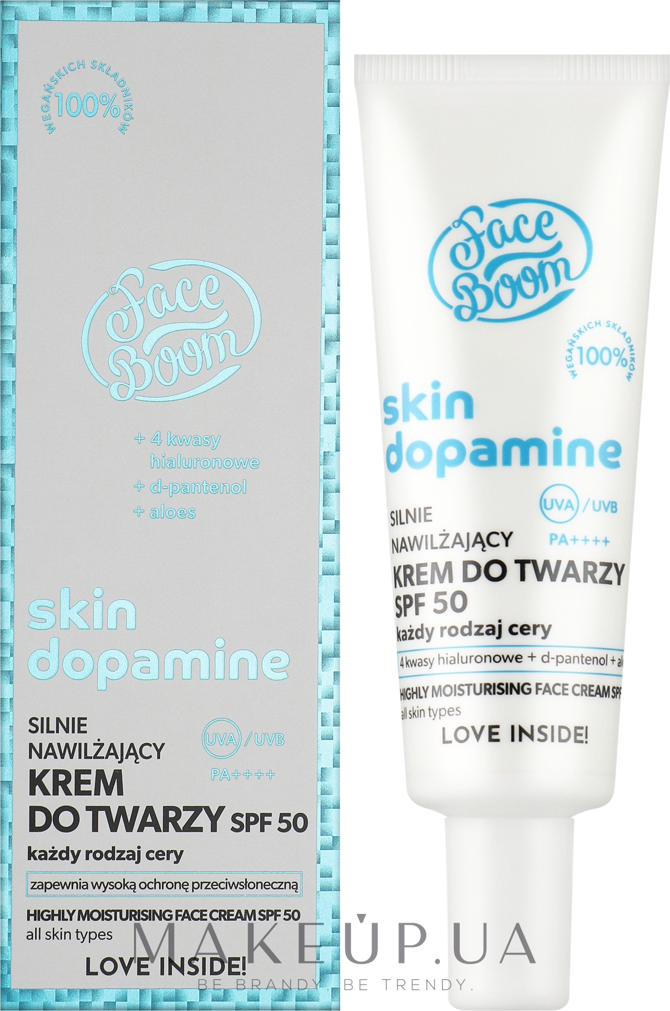 Увлажняющий солнцезащитный крем для лица - FaceBoom Skin Dopamine Highly Moisturising Face Cream SPF 50 — фото 40ml