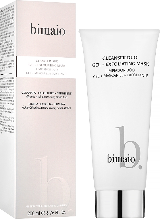 УЦЕНКА Двойное очищающее средство - Bimaio Cleanser Duo Gel+Exfoliating Mask * — фото N2