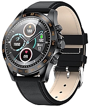 Парфумерія, косметика Смарт-годинник для чоловіків, чорний - Garett Smartwatch Men Style Black Leather