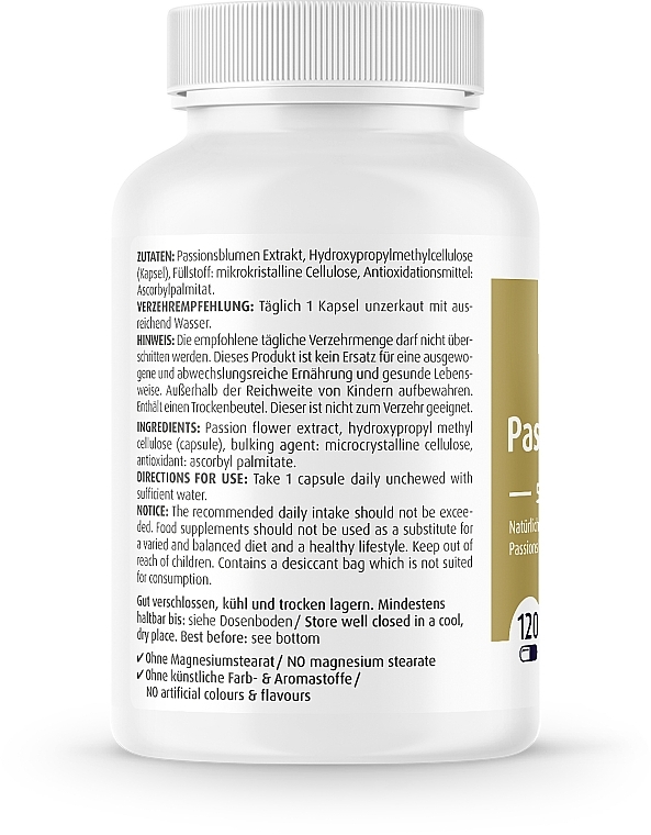 Харчова добавка "Пасифлора", 500 мг, капсули - ZeinPharma Passion Flower Capsules — фото N2
