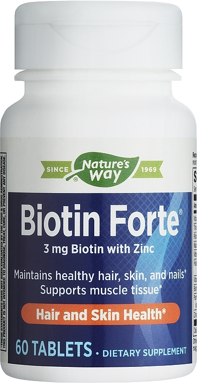 Харчова добавка "Біотін з цинком", 3 mg - Nature’s Way Biotin Forte With Zinc — фото N1