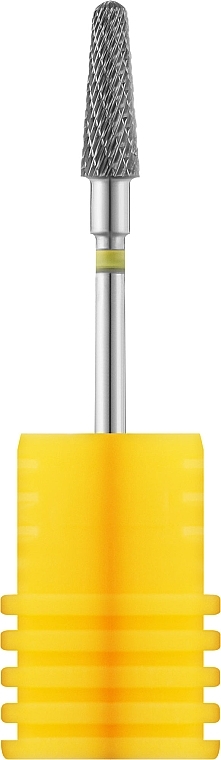 Фреза твердосплавная "Конус, полусферический конец" 194 110 040, желтая - Nail Drill — фото N1