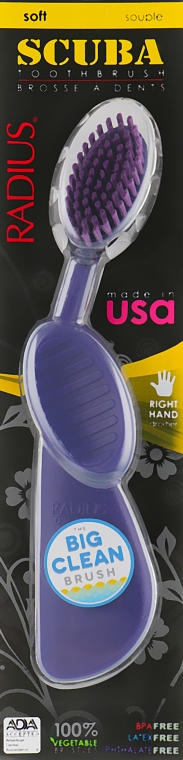 Зубна щітка для правші "Scuba", фіолетова - Radius — фото N1