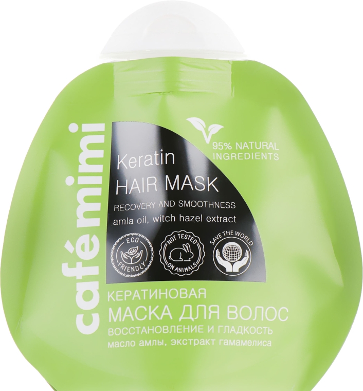 Кератиновая маска для волос "Восстановление, блеск и гладкость волос" - Cafe Mimi Keratin Hair Mask
