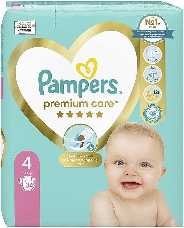 Підгузки Pampers Premium Care Розмір 4 (Maxi) 9-14 кг, 34 шт. - Pampers — фото N2
