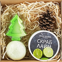 Парфумерія, косметика Набір "Лайм" - Мильні історії (soap/90g + bath/bomb/1pcs + b/scr/200g)