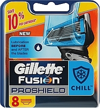 Парфумерія, косметика Змінні касети для гоління, 8 шт. - Gillette Fusion ProShield Chill