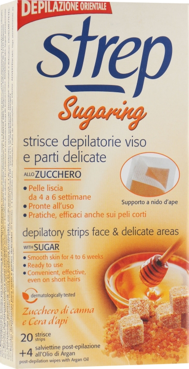 Восковые полоски для лица и бикини "Коричневый сахар и пчелиный воск" - Strep Sugaring