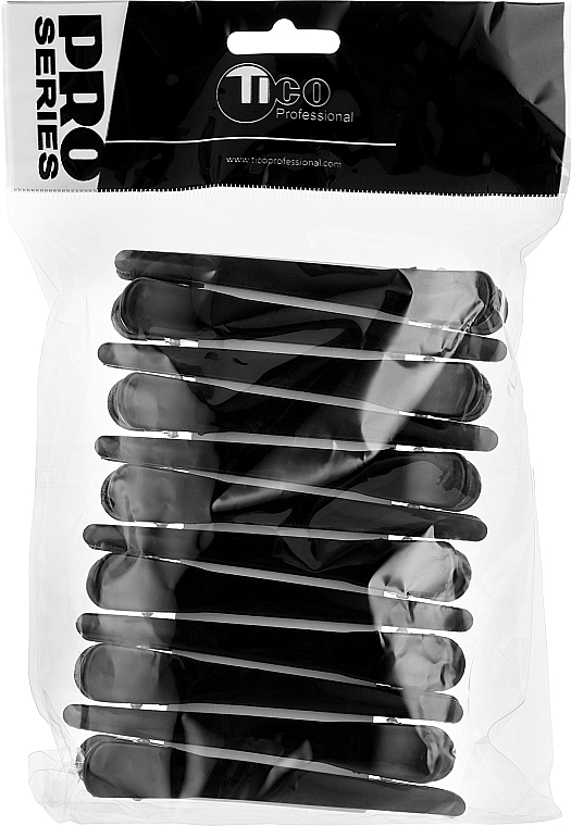 Затискач для волосся пластиковий, чорний - Tico Professional — фото N1