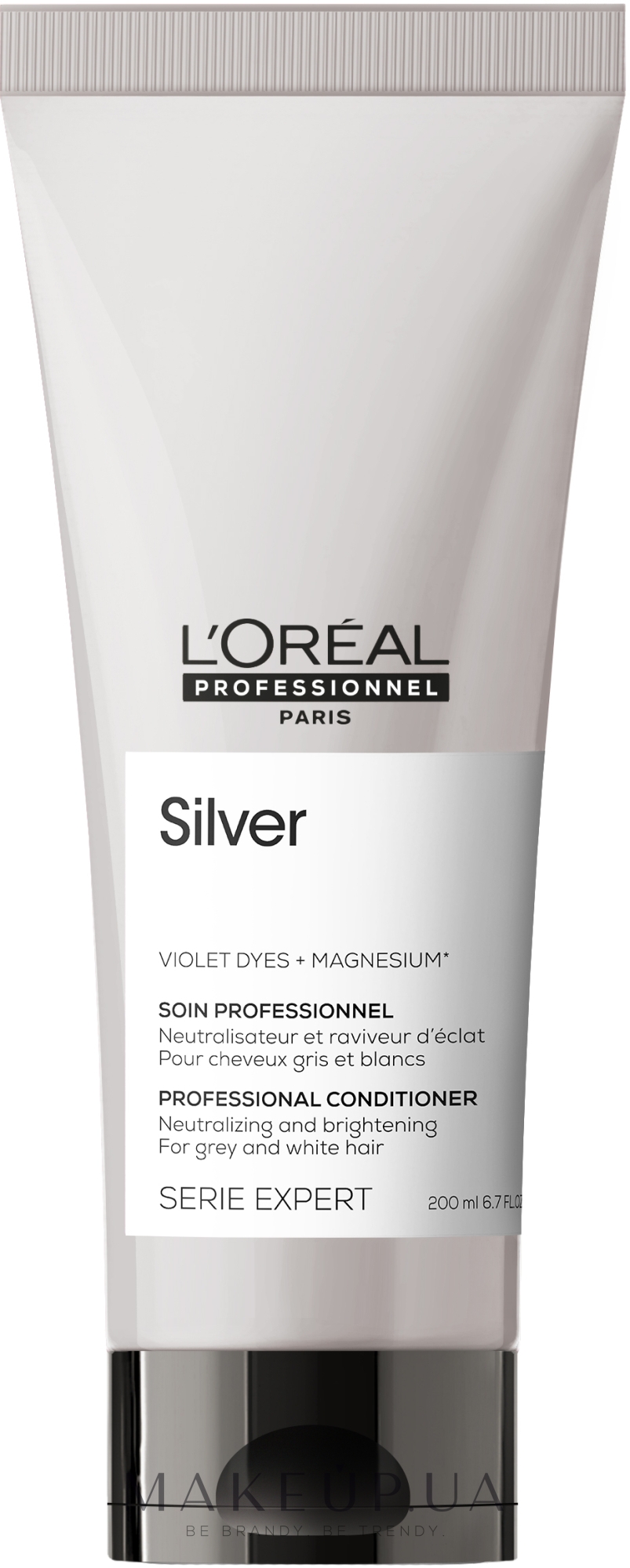 Срібний нейтралізувальний кремовий кондиціонер-блиск для сірого та світлого волосся - L'Oreal Professionnel Serie Expert Silver Neutralising Conditioner — фото 200ml NEW