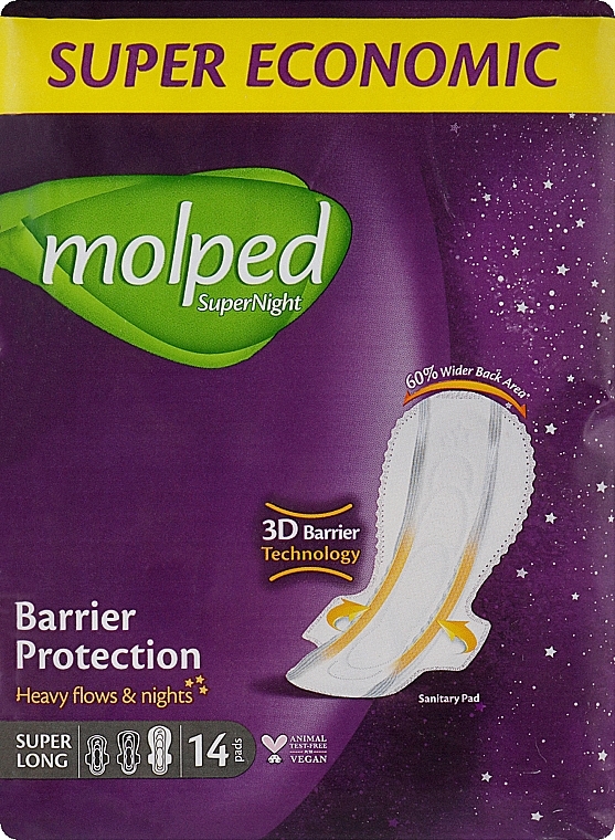 Гігієнічні прокладки Super Night Super Long, 14 шт. - Molped — фото N1