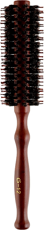 Щітка-брашинг CS-12A, з дерев'яною фігурною ручкою та прямим ворсом - Cosmo Shop