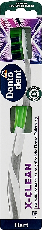 Зубная щетка X-Clean Hart, жесткая, зеленая - Dontodent — фото N1