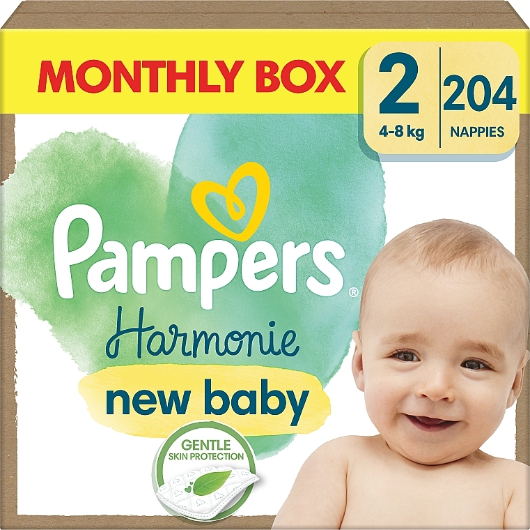 Подгузники Harmonie New Baby, размер 2, 4-8 кг, 204 шт. - Pampers  — фото N1