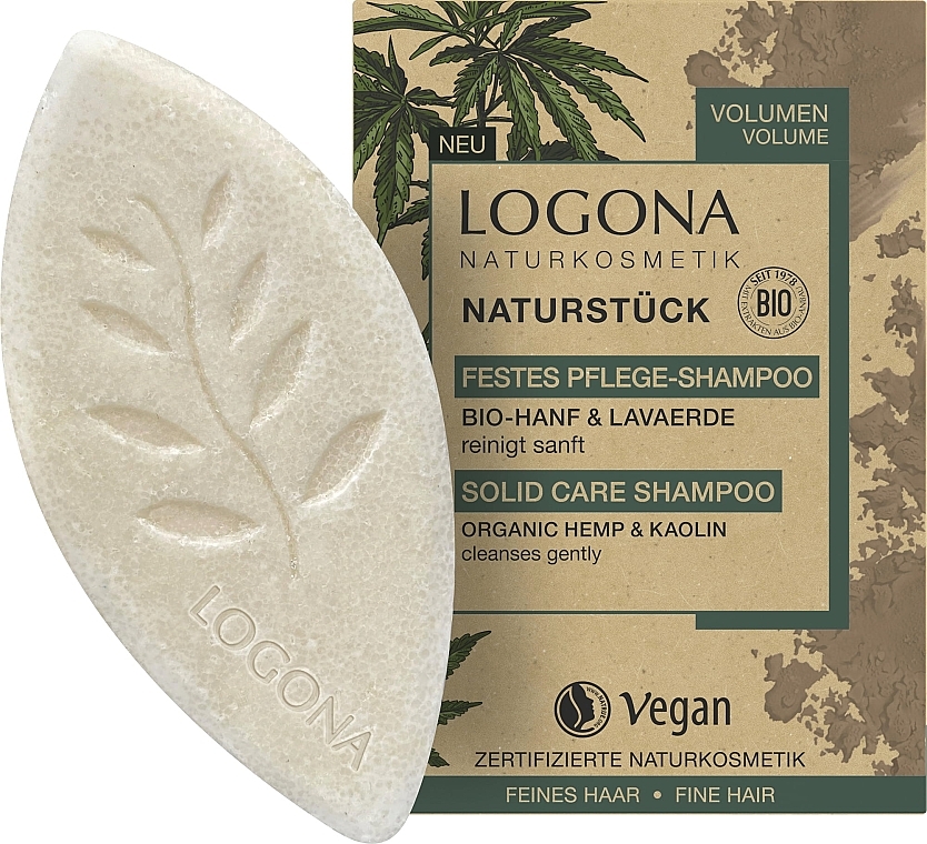 Твердый шампунь "Конопляное масло и каолин" - Logona Organic Hemp & Kaolin Volume Solid Care Shampoo — фото N1