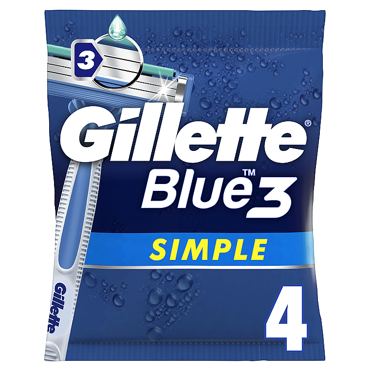 Набор одноразовых станков для бритья, 4шт - Gillette Blue 3 Simple