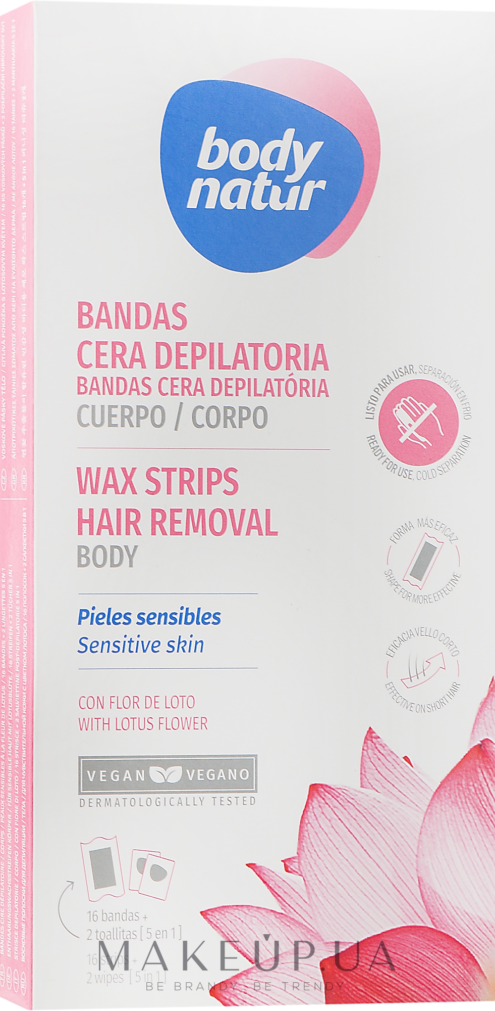 Воскові смужки для депіляції тіла - Body Natur Wax Strips for Body Sensitive Skin — фото 16шт