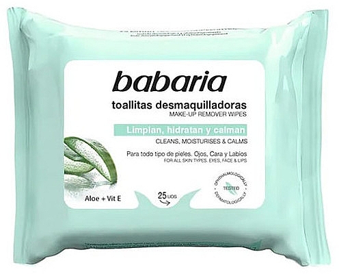 Серветки для зняття макіяжу - Babaria Aloe Vera Make Up Remover Wipes — фото N1