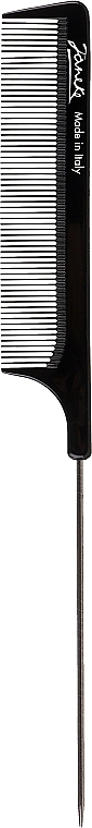 Расческа с металлическим хвостиком, 21 см, черная - Janeke Professional Comb With Metal Tail — фото N1