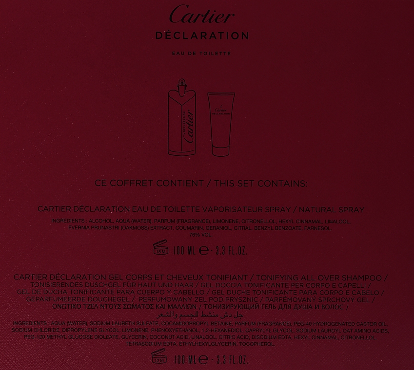 Cartier Declaration edt 100ml sh gel 100ml