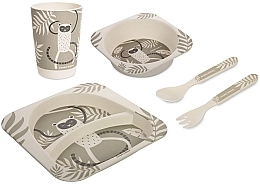 Парфумерія, косметика Набір посуду бамбуковий "Лемур", 5 елементів, сірий - Canpol Babies