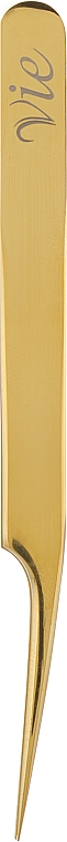 Пінцет прямий з нахилом 5А, у тубусі, золото - Vie De Luxe — фото N1