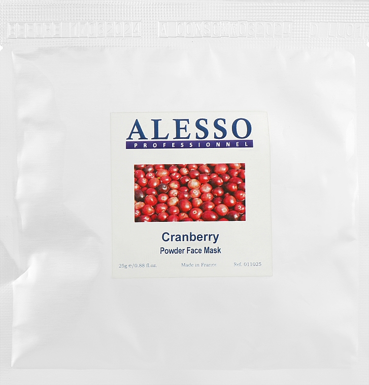 Омолоджувальна маска для обличчя з журавлиною - Alesso Professionnel Cranberry Powder Face Mask