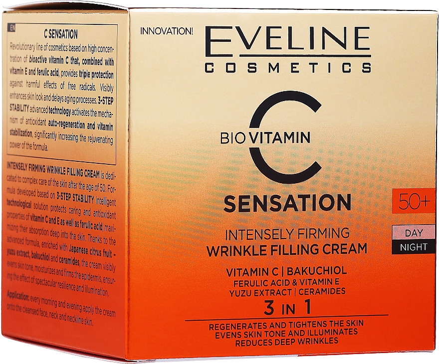Інтенсивний зміцнювальний крем для заповнення зморщок 50+ - Eveline Cosmetics C Sensation Intensly Firming Wrinkle Filling Cream — фото N1