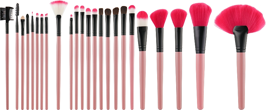 Набір професійних пензлів для макіяжу, рожеві, 24 шт. - Tools For Beauty — фото N1