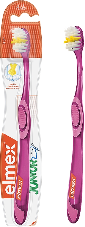 Зубная щетка детская "Юниор" от 6 до 12 лет, мягкая, розовая - Elmex Junior Toothbrush — фото N1