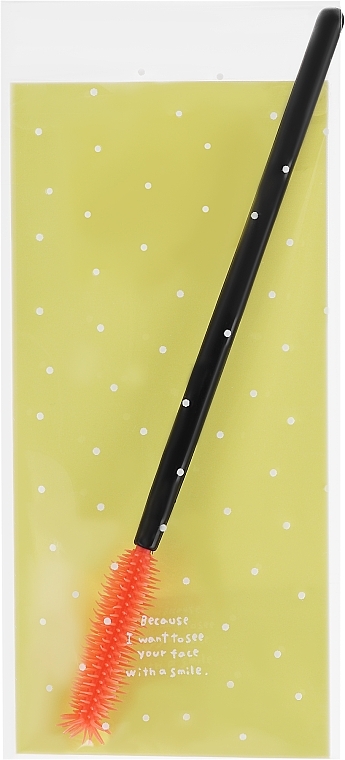 Щеточка силиконовая для ресниц и бровей "Ананас", черно-оранжевая - Lash Brow — фото N1