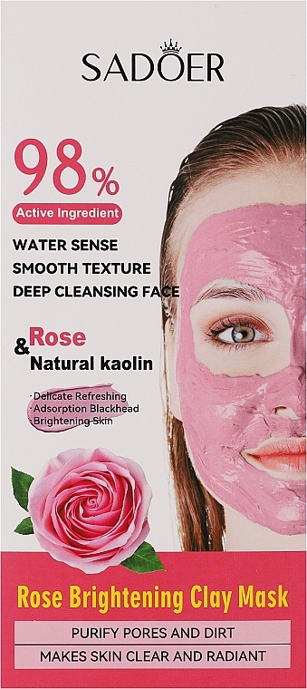 Осветляющая глиняная маска с экстрактом розы и каолином - Sadoer Rose Brightening Clay Mask — фото N1