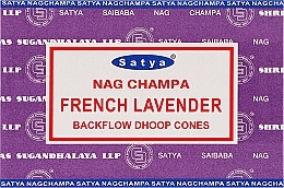 Стелющиеся дымные благовония конусы "Французская лаванда" - Satya French Lavender Backflow Dhoop Cones — фото N1
