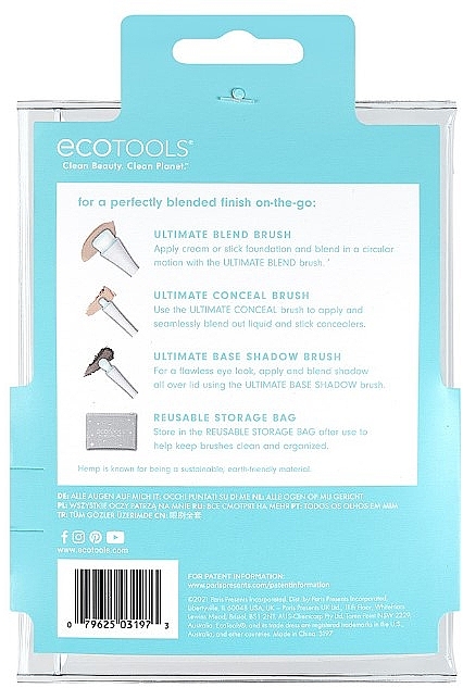 Набір мініпензлів для макіяжу з косметичкою - EcoTools All Eyes On Me Mini 360 Ultimate Brush Kit — фото N2