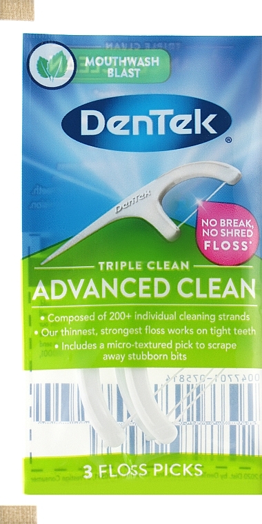 Флос-зубочистки "Потрійне очищення", 3 шт. - Dentek Triple Clean — фото N1