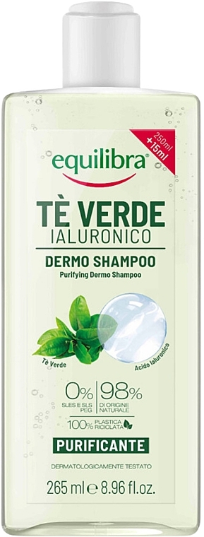 Шампунь з зеленим чаєм та гіалуроновою кислотою - Equilibra Purifying Dermo Shampoo — фото N1