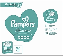 Детские влажные салфетки, 18x44 шт. - Pampers Harmonie Coco Baby Wipes — фото N5