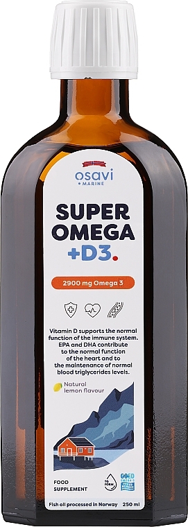 Харчова добавка "Омега 3 + D3", 2900 мг, зі смаком лимона - Osavi Daily Omega — фото N1
