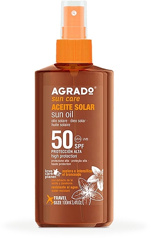 Олія для прискорення та посилення засмаги з SPF50 - Agrado Aceite Solar SPF50 — фото N2