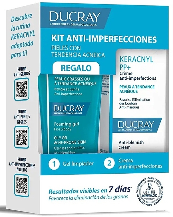 Набор - Ducray Keracnyl Anti-Imperfections Set (foam/gel/40ml + cream/30ml) — фото N1