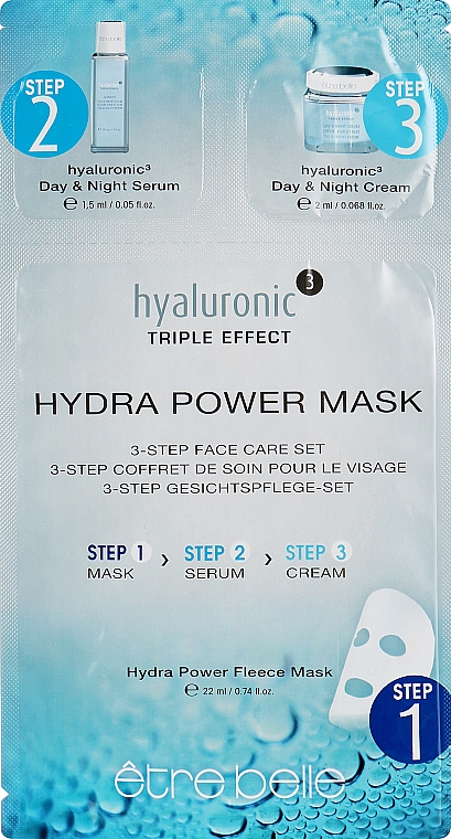 Набір - Etre Belle 3 Steep Hyaluronic (mask/22ml + cr/2ml + ser/1.5ml)  — фото N1