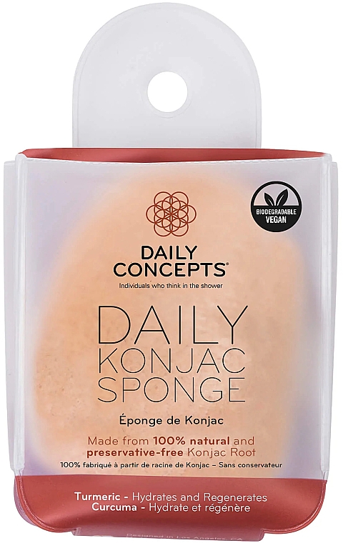 Спонж конняку для лица, с куркумой - Daily Concepts Daily Konjac Sponge Turmeric — фото N1