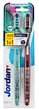 Набір зубних щіток середньої жорсткості, червона + блакитна - Jordan Ultralite Adult Toothbrush Medium — фото N1