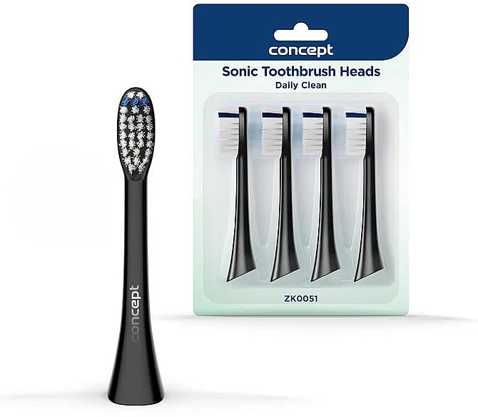 Сменные головки для зубной щетки, ZK0051, черные - Concept Sonic Toothbrush Heads Daily Clean — фото N1