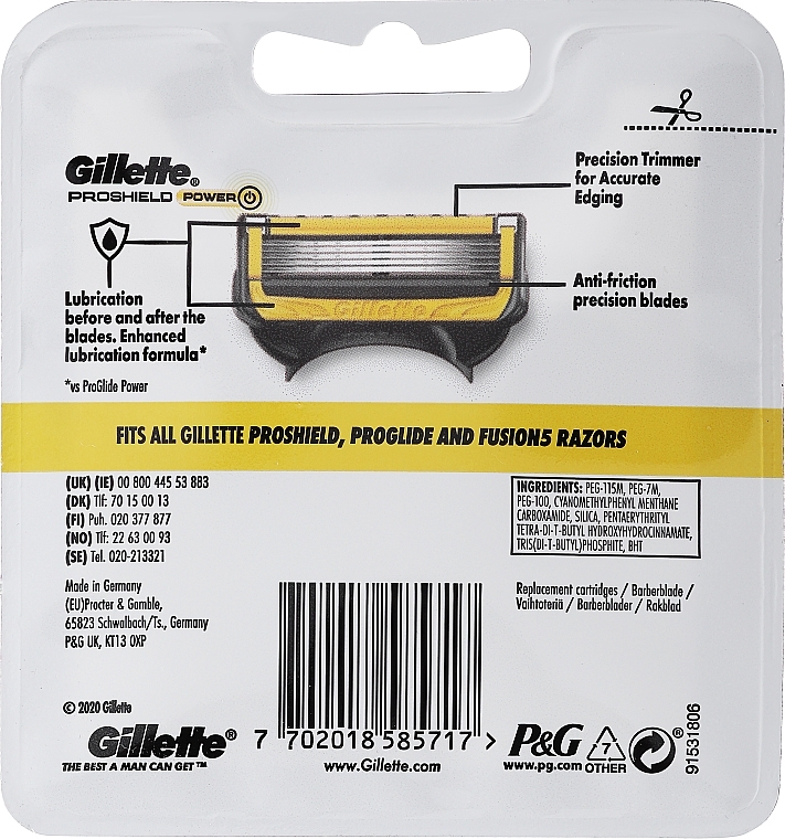 Сменные кассеты для бритья, 8 шт - Gillette Proshield Power Razor 8 Pack — фото N2