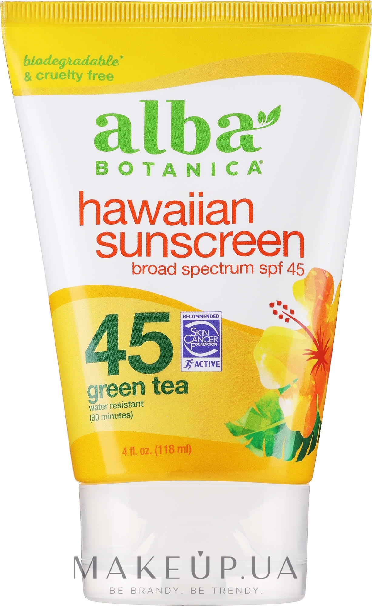 Alba Botanica Natural Hawaiian Sunscreen Revitalizing Green Tea Broad  Spectrum SPF 45 - Солнцезащитное средство 