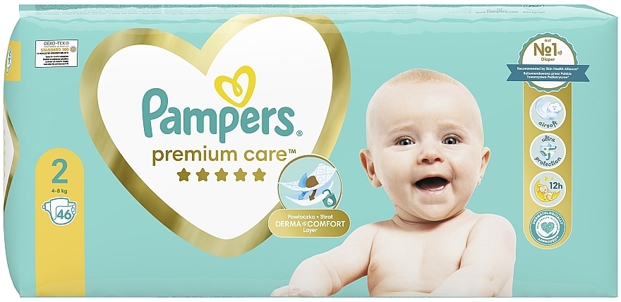 Підгузки Pampers Premium Care Розмір 2, 4-8 кг, 46 шт. - Pampers — фото N3