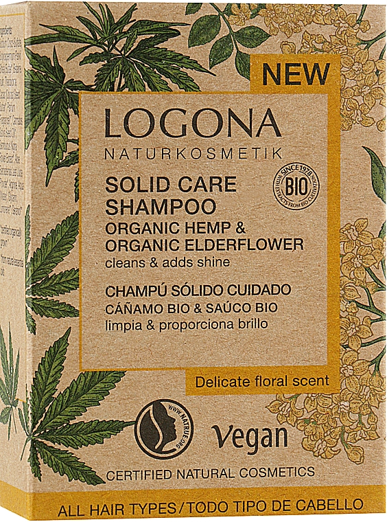 Твердый шампунь для блеска и ускорения роста волос "Конопля и Бузина" - Logona Bio Shampoo — фото N2