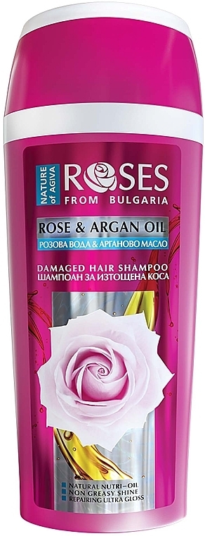 Шампунь для истощенных и сухих волос - Nature of Agiva Roses Rose & Argan Oil Damaged Hair Shampoo — фото N1